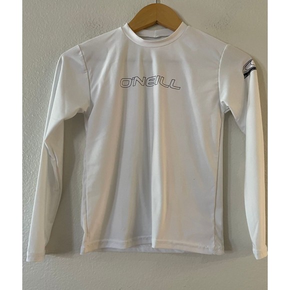 O'Neill Youth Basic Skins 50+ Long-Sleeve Sun Shirt Rash Guard Size 10 White - Picture 2 of 10